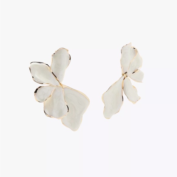 Zara Enameled Metal Fan Earrings Bloggers Fav, Gold Trim New in Box! NIB - Picture 6 of 9